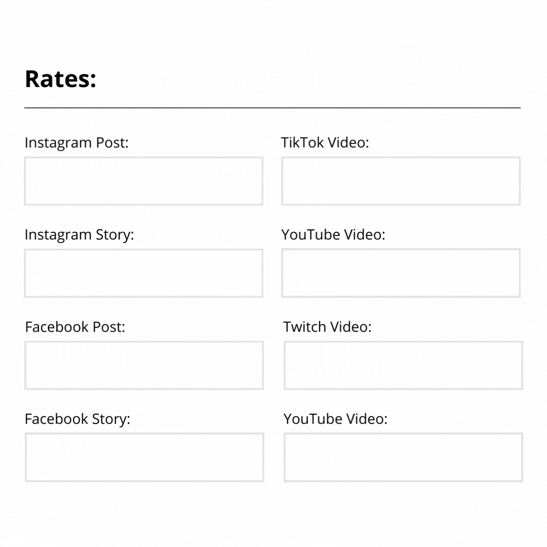 Influencer Rates